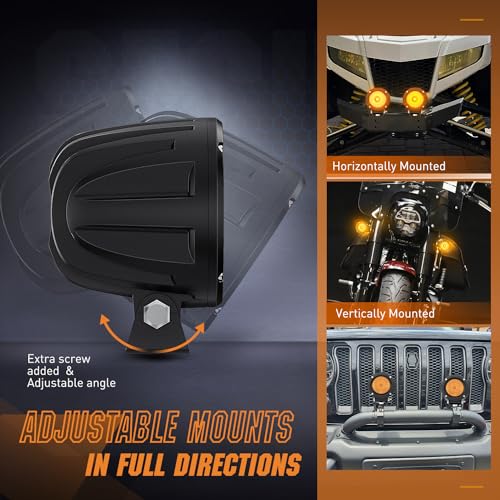 Nilight Amber LED Light Pods 2 PCS 3" Flood Round Offroad Driving Auxiliary Fog Lights Built-in EMC w/18AWG DT Wiring Harness Kit for Motorcycle SUV ATV Truck Boat - color: Amber Led Pods 2Pcs +Wiring Harness
