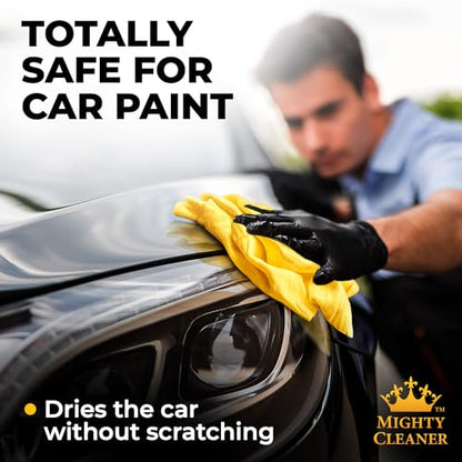 Premium 2pk Mini +1 Free Shammy Cloth for Car Drying - 17”x13” - Super Absorbent Chamois Towel for Car - Scratch-Free, Reusable & Soft Cleaning Towel - color: Yellow, Blue