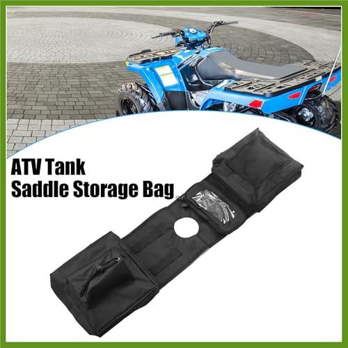 1-Pack Quad ATV 4-Wheeler Saddlebags Cargo Pouch Storage UTV Motorcycle Gas Tank Saddle Bag for Polaris Sportsman 450 570 850 XP 1000 Black 600D Oxford Replace Parts Vehicle Components