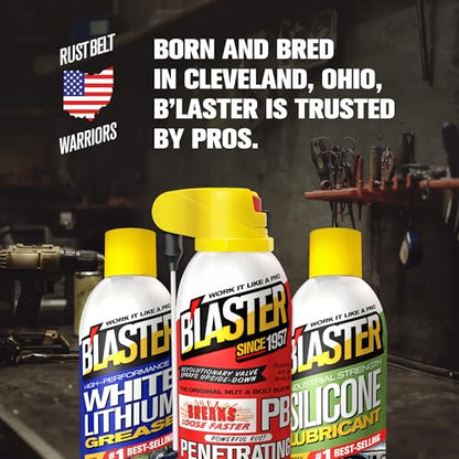 B’Laster Silicone Lubricant Spray, 11 oz Aerosol Cans (12-Pack) – Silicone Spray Lubricant for Rubber & Plastic, Garage Door & Window Track Lubricant, Clean Non-Greasy Finish - size: 12 Pack