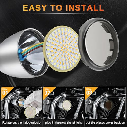 LivTee Extremely Bright Front Turn Signals & Running Switchback LED Lights Panel with 1157 Base Compatible for Harley Dyna Street Glide Road King, White/Amber - color: Front