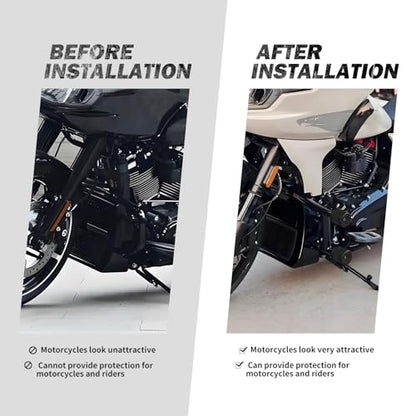 Engine Guard Flat-Out Bar Fit for Harley Touring Street Glide Road Glide Road King Electra Glide Ultra (F- Engine Guard for 14-23 Touring) - size: F- Engine Guard For 14-23 Touring