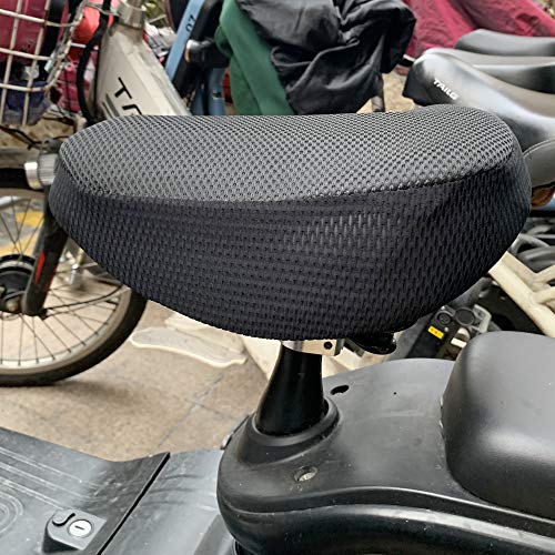 Modengzhe 3D Mesh Moped Seat Cover Heat Insulation Soft Sitting Pad Cushion for Scooter Electric Bike Round Triangle Seat (Black)