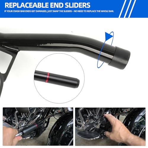 DREAMIZER Engine Guard Crash Bar Compatible with Harley Touring 2014-2023 Road King Street Glide Electra Glide - Glossy Black Flat-Out Bar Protector