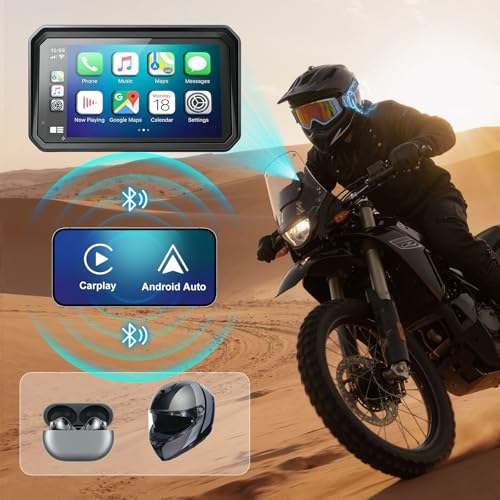 YZW 6" Wireless Motorcycle Carplay with Android Auto, Waterproof GPS Nevigation System Screen for Motorbike, Music Sharing,Vioce Control,Light Sensor, BT,Anti-Theft Design Quick-Release Magnetic Mount - size: 6Inch Screen+Mounting Bracket