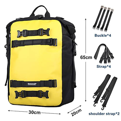 Rhinowalk Motor Saddle Bag Motorcycle Pannier Bag Waterproof Multifunctional Rear Rack Trunk Seat Bag(Yellow, 30L)