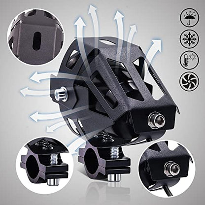 Motorcycle LED Fog Lights Driving Spotlight with Green Angel Eyes Halo Ring, Auxiliary Lights with Switch for Motorbike Dirtbike Scooter ATV UTV 2PCS - color: Green