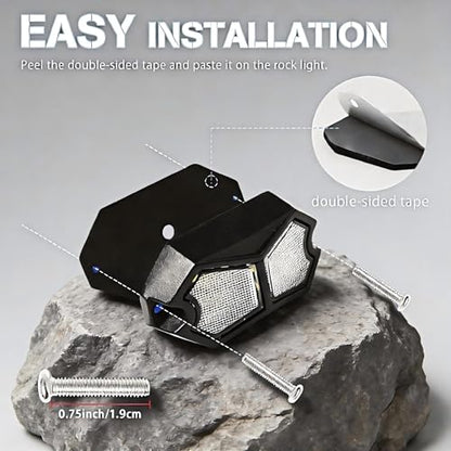 4 Pods Blue LED Rock Lights,18 LEDs Aluminum Housing IP68 Waterproof Neon Underglow Trail Rig Lamp for Truck,SUV, ATV, UTV, Motorcycle & Off-Road Vehicles - color: Blue