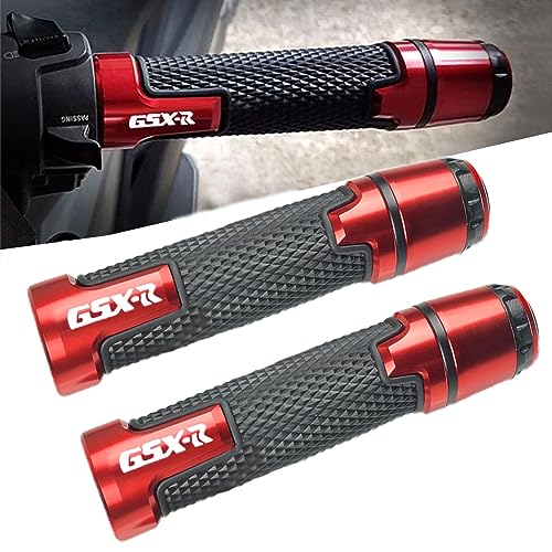 2pcs Motocycle Handlebar Grip Ends Set, Fit with S.uzuki GSXR GSX-R GSXS 600 750 1000 (22mm 7/8" - Red) - color: Handlebar - Red