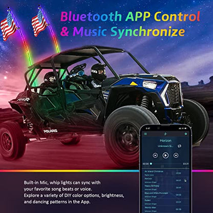 Ehaho 1 Pack 3FT Whip Lights,LED Whip Light with App & Remote Control, Spiral RGB Chasing Lighted Whips with Rocker Switch, Music Whip Light for UTV ATV Polaris RZR Can-Am SXS Truck - size: 3FT / (Pack of 1)