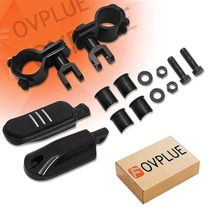 FOVPLUE 1",1.25"Highway Footpegs, Adjustable Highway Peg w/ 3-Piece Clamp for Harley Touring Softail Dyna Sportster models w/25mm-32mm Engine Guard/Tubing,BLACK#3 - color: Black For Streamliner Style