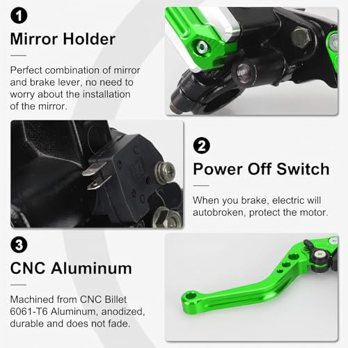 Universal Motorcycle Brake Lever 7/8" 22mm Handlebar CNC Hydraulic Master Cylinder Reservoir Clutch Pump Left & Right Set - color: Green