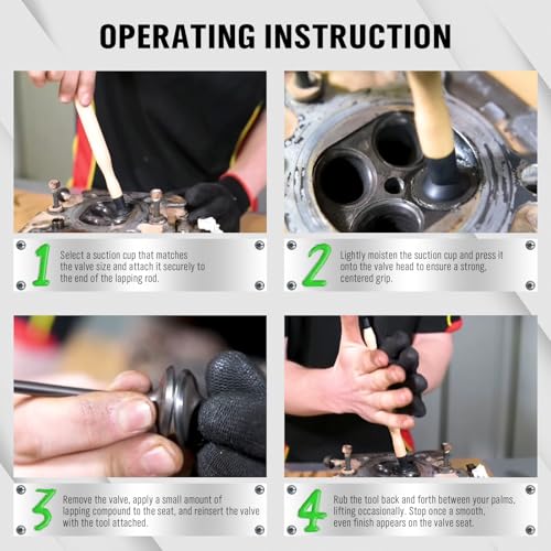 SWANLAKE Valve Lapper Set With 4 Suction Plates | Durable rubber cups for repeated use, comfortable grip, ideal for valve seat lapping with compound