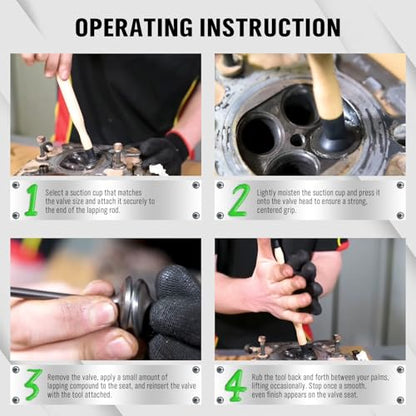 SWANLAKE Valve Lapper Set With 4 Suction Plates | Durable rubber cups for repeated use, comfortable grip, ideal for valve seat lapping with compound