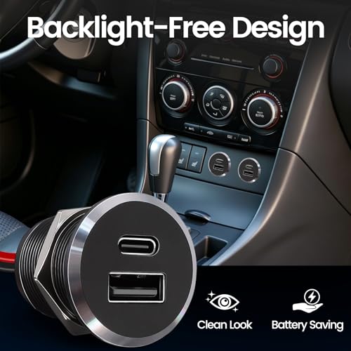 12V USB Outlet All-Aluminum QC 3.0 USB-A & USB-C PD3.0 Dual Fast Car Charger Socket, Recessed Mount Car USB Port for Car Truck Boat RV Camper Van Trailer (Small Version*2) - color: Small Version*2