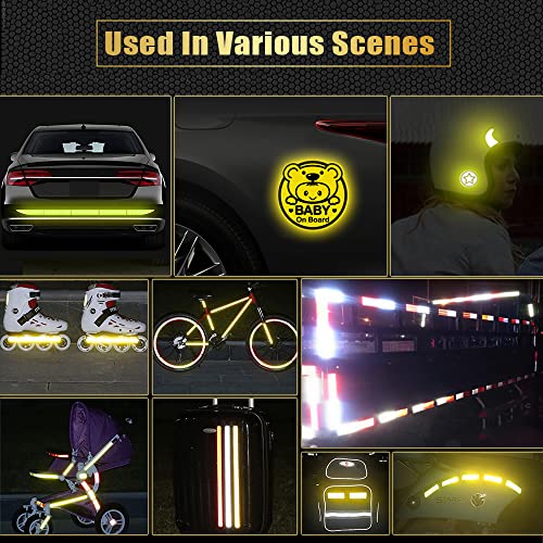 5pcs/Set Diamond Grade Reflective Stickers High Intensity Night Visibility Safety Warning Sign Reflective Tape Stickers for Cars Trucks Helmets Motorcycle Bumper Sticker 35.83x1.57in - color: Blue