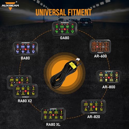 Auxbeam 20FT Switch Panel Extension Cable for Auxbeam Switch Panel BA80/GA80/RA60/RA80/RB80/RB120/RB80 XL/RA80XL/AC800/AC1200/AS-R40 R60 R80/AS-400 600 800/AR-800 600 820, NOT for BB80/GB80/BC60/GC60 - style: For 8 Gang Switch Panel (NOT for BB80, GB80, B