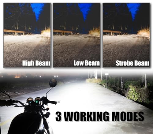 Motorcycle Driving Light 12-60V 40W 3600LM LED Fog Light for ATV UTV Bike Car Truck Boat Forklift Waterproof LED Spotlight with 6 Light Beads High Low Strobe Beam Switch Universal (Black 1) - color: Black 1