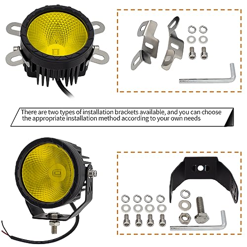 STDYSUN Round LED Offroad Driving Fog Lights Pod Lights 2Pcs 3.5Inch Flood Beam Motorcycle Fog Lights Work Auxiliary Lights Ditch Bumper Lights fit for Car Truck ATV UTV Motorcycle Golf Pick-up,black - size: Round Yellow Flood