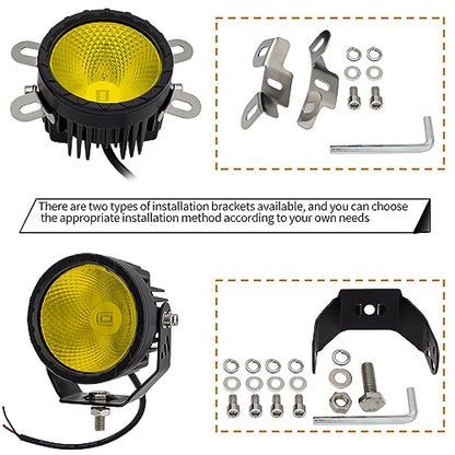 STDYSUN Round LED Offroad Driving Fog Lights Pod Lights 2Pcs 3.5Inch Flood Beam Motorcycle Fog Lights Work Auxiliary Lights Ditch Bumper Lights fit for Car Truck ATV UTV Motorcycle Golf Pick-up,black - size: Round Yellow Flood