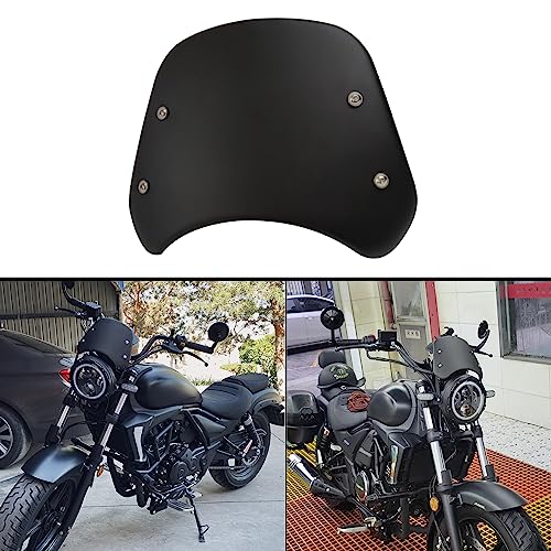 Metal Universal Motorcycle Windshield Wind Deflector Windscreen Front Flyscreen with Mount for Motorbike 5"-7" LED Headlight