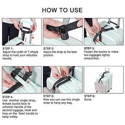 Vigorport Luggage Straps, Luggage Connector Straps for Suitcases Add A Bag and Connect Your 2 Suitcases Together Adjustable Attachment Accessories Belts (1'' Width S Size) - size: Normal-Metal Buckle