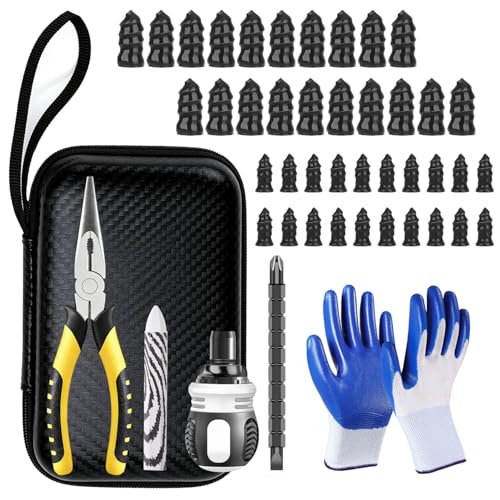 Tire Repair Kit, Tire Plug Kit, No Need to Remove Tire, Quick Flat Tire Repair Tool with Plug Screws, Portable Kit for Cars, Trucks, Motorcycles & SUVs - color: Emergency Tire Repair Kit