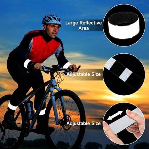 2 Pcs Reflective Bands for Night Running Walking Elastic Ankle Straps, Arm/leg Safety Wrist Band for Outdoor Sports