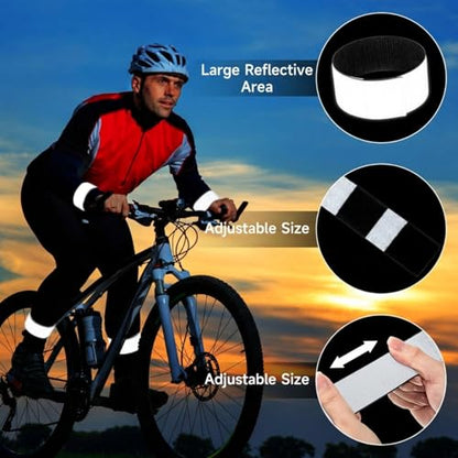 2 Pcs Reflective Bands for Night Running Walking Elastic Ankle Straps, Arm/leg Safety Wrist Band for Outdoor Sports