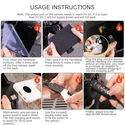 Electric Handlebar Heater Wrap - 3-Level Temperature Control 5V Motorcycle Hand Grip Cover Insulated Warming Design Enhancing Comfort Stability ATV Scooter Snowmobile Bike Cycling Winter Snow | Season