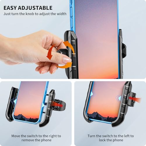 Kewig Motorcycle Phone Mount Holder- [Camera Friendly] [1s Lock & Release] Bike Phone Mount Handlebar Cell Phone Holder for Bicycle Scooter ATV, Fit for 5.4-7.2" Smartphones
