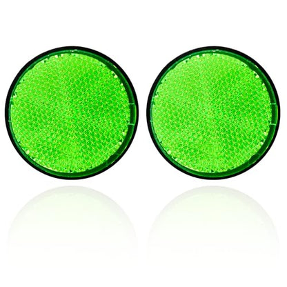 2Pcs Motorcycle Reflectors 2.2" Round Reflective Warning Reflection for Scooter ATV Boats Trucks with Nuts Green - color: Green