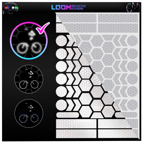 LOOM Reflective Stickers | 67pc Brilliant Gry | Reflective Stickers for Helmet, Bike, Motorcycle, Hard Hat | Waterproof Reflectors for Car, Trailer | Bike Reflectors for Night Riding - color: Brilliant-gray