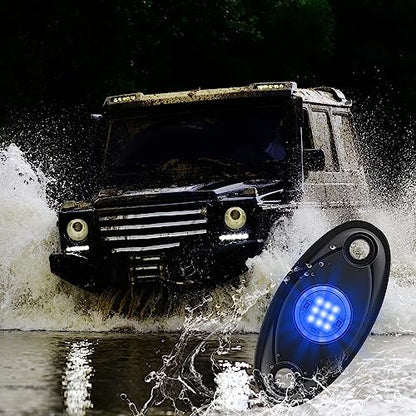 Macarrie 12 Pods Rock LED Lights Waterproof Neon Underglow Trail Rig Lamp Lighting for Car SUV Pickup Truck Motorcycle Boat ATV Utv RZR Rv Offroad Trailer Fender Under Body Golf(Blue) - color: Blue