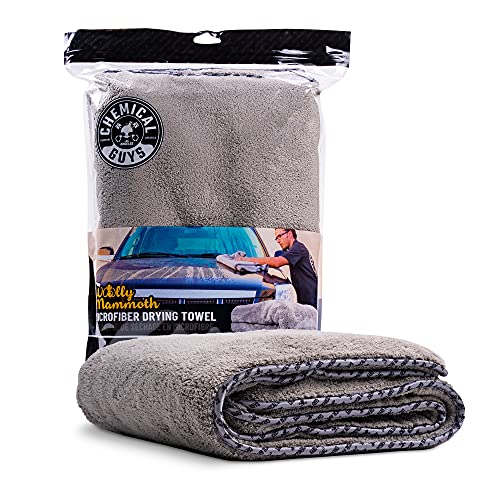 Chemical Guys Woolly Mammoth Large Microfiber Drying Towel - 36 x 25 Inch Gray, Ultra Plush Super Absorbent Car Drying Towel for Cars, Trucks, SUVs, Motorcycles, RVs, and Auto Detailing - color: Gray, size: 1 Pack