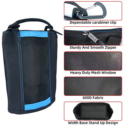 MELOTOUGH Fastener Bag Small Zip Tool Pouch Canvas Utility Zipper Tool Bag with Heavy Duty Mesh Window,Carabiner Clip (4 pack) - color: 4 color(Yellow+Blue+Red+Grey)