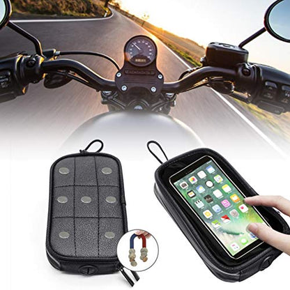 Motorcycle Magnetic Tank Bag,Transparent Waterproof Motorbike Phone Pouch Case with 7 Powerful Magnets,Mobile Phone Bag for All Motorcycles with Metal Fuel Tanks, Black