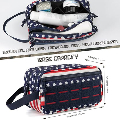 QT&QY Tactical Toiletry Bag For Men Hygiene Bag EDC Military Tool Molle Pouches Small Dopp Kit Mens Shaving Kit Travel shower Bags Star-Spangled - color: 1 US Star-Spangled