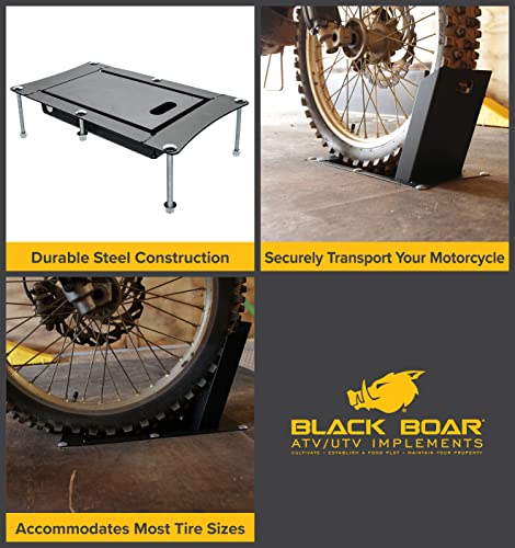 Camco Recessed Motorcycle Wheel Chock - Accommodates Most tire Sizes - Constructed of Powder-Coated Steel (66101)