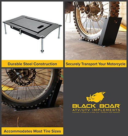 Camco Recessed Motorcycle Wheel Chock - Accommodates Most tire Sizes - Constructed of Powder-Coated Steel (66101)