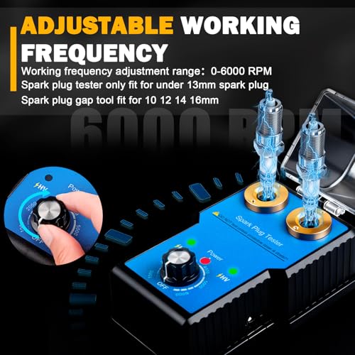 Spark Plug Tester & Spark Plug Gap Tool Kit 0 to 6000RPM with Double Hole Spark Plug Adjustable Gap Tool with Feeler Gauge Ignition Coil Tester for 12V Gasoline Vehicles Spark Plug Socket - color: with Spark Plug Tester, size: with Spark Plug Tester