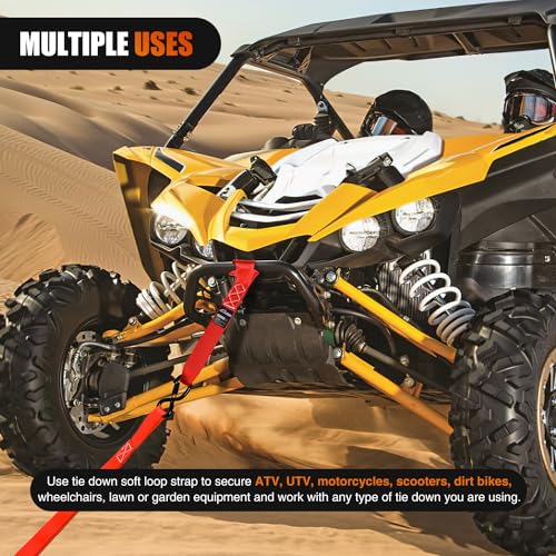 Nilight Soft Loop 1.7”×17" Motorcycle Tie Down Straps Heavy Duty 12000Lbs Max Break Strength for Securing ATV UTV Kayak Moving Cargo (8PK-Red) - color: Red