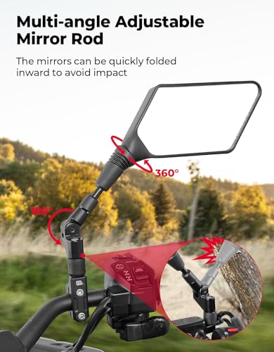 KEMIMOTO ATV Mirrors, 8MM 10MM Foldable Motorcycle Mirrors with 7/8" Handlebar Mounts, Clear Vision, Fit ATV Motorcycle Scooter Bike, Compatible with Polaris Sportsman, Outlander, Raptor