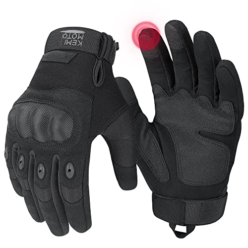 KEMIMOTO Tactical Gloves for Men, Touchscreen Motorcycle Gloves with Hard Shell & Palm Padding for Sports Motorcycle Cycling Tactical Airsoft Paintball Hunting Hiking Camping Climbing - color: Black, Microfiber Protection, size: 3X-Large