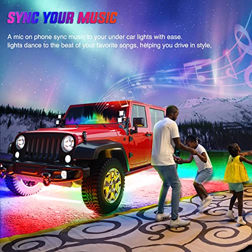 Nilight 4Pcs Car Underglow Neon Accent Strip Lights 256 LEDs RGB Multi Color DIY Sound Active Function Music Mode with APP Control and Remote Underbody Light Strips - color: 4Pcs Underglow Light Strip w/Remote+APP