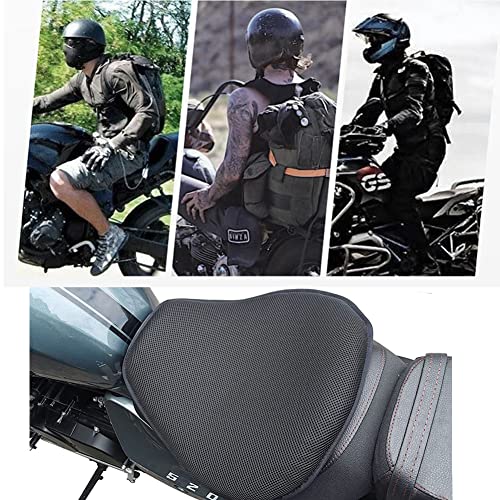 Motorcycle Seat Cushion Detachable Pressure-Relieving Motorcycle Seat Motorcycle Gel Non-Slip Breathable Seat Cushion, Suitable for Long and Short Rides