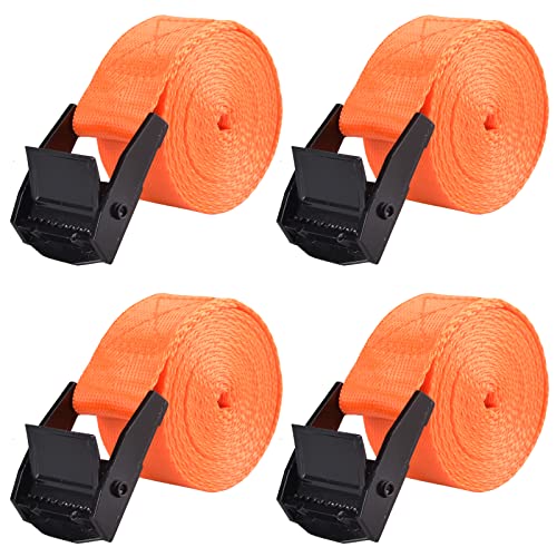 TRIWONDER Tie Down Straps Lashing Straps with Cam Buckle Nylon Webbing Heavy Duty Adjustable for Battery Kayak Motorcycle Cargo Packing - color: 01# Orange - 4 Packs, size: 1" x 6.6'