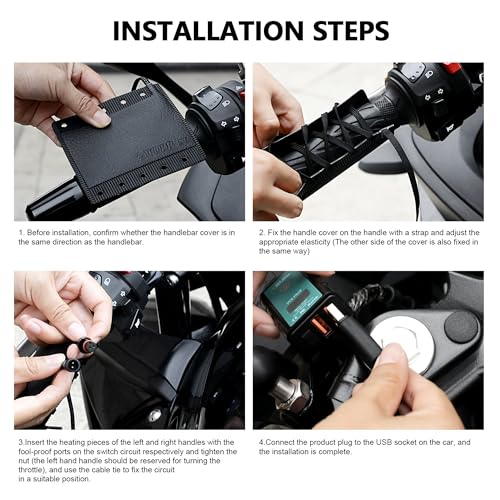 USB Motorcycle Heated Grips Covers, 5V Heating Handlebar Compatible with Harley Davidson, 3 Heat Settings & IP67 Waterproof ATV 4 Wheeler Hand Warmers - color: 5v USB