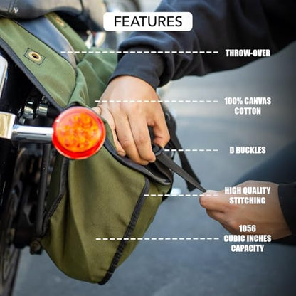 Nomad USA Quick-Easy Universal Fit Throw Over Motorcycle Canvas Biker Cargo Saddlebags (Black)