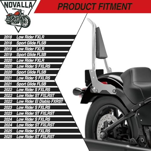 33” Tall Detachable Sissy Bar Backrest Pad Fit For Harley Davidson Softail Harley, Softail Models 2018-2025 Low Rider FXLR FXRST FXLRS FXLRST FLSB (C) - color: C